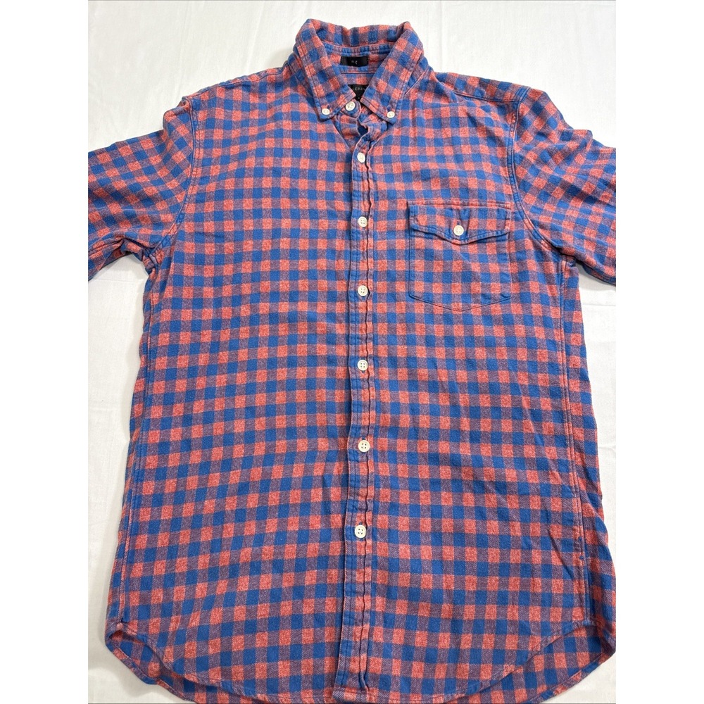 FLANNEL SHIRT J Crew MENS SMALL Factory   PNK/BLUE GRID  Long Sleeve Slim Fit